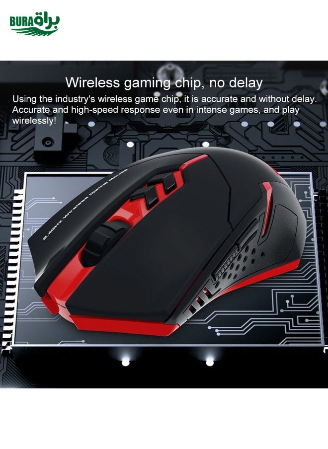 BURAQ - ET X-08 7-keys 2400DPI 2.4G Wireless Mute Gaming Mouse with USB Receiver & Colorful Backlight (Black) - Image 1