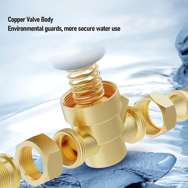 RV Water Pressure Regulator, Brass Accurate Water Pressure Reducer with Dial, Multifunctional Adjustable Filter Water Pressure Regulator for Purifier Heater Faucet (1/2 inch (DN15)) - Image 3