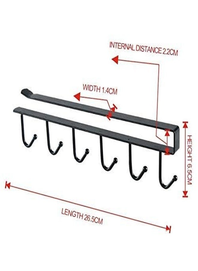 RIVOM Cabinet Hook Hanger Mug Cup Holder 6 Pin Nail Free Rack Wall Hanger Cup Holder Rack Organizer Stand for Kitchen Counter, Cabinet, Table with 6 Hooks - Black - Image 5