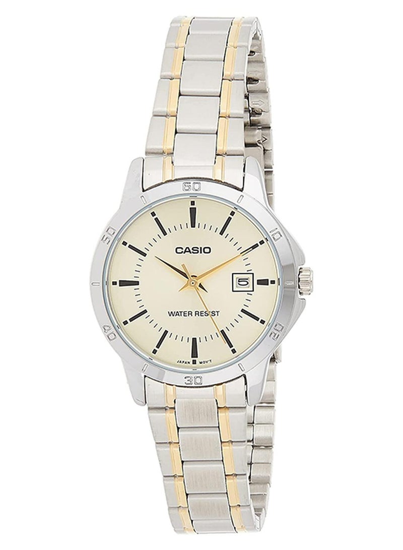 CASIO Women Stainless Steel Quartz Analog Watch LTP-V004SG-9AUDF - 30 mm - Gold/Silver - Image 1