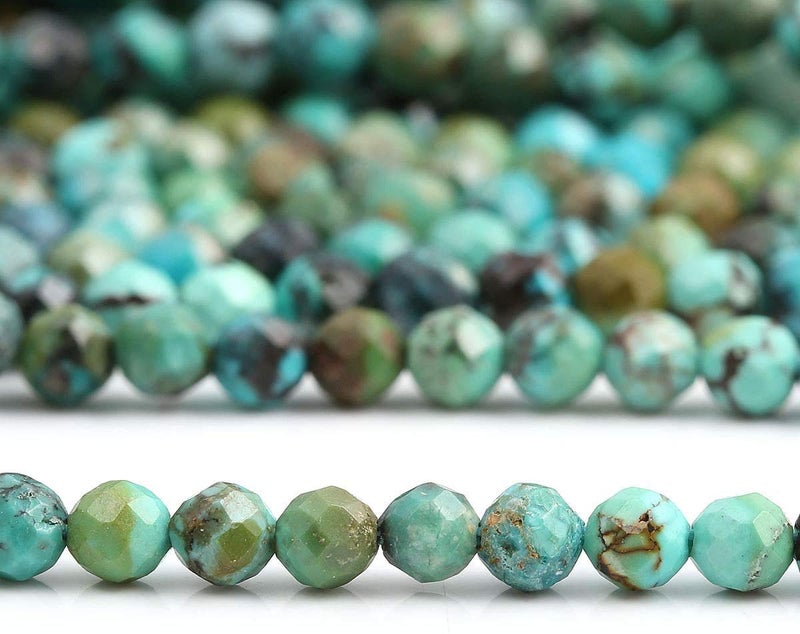 Zotoone African Turquois Beads, Natural Faceted Round Genuine Gemstone Jewelry DIY Making Loose Beads 2 Strands/Pack Size 2mm - Image 2