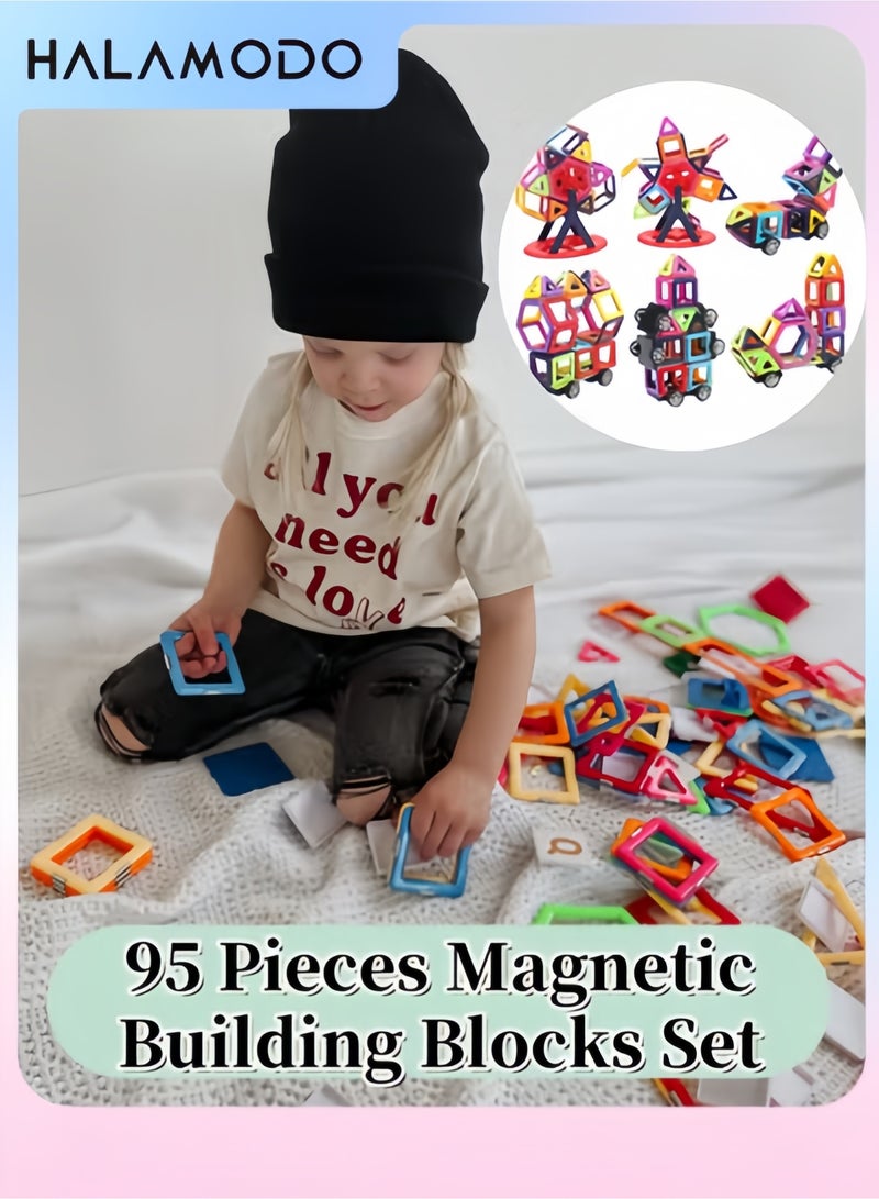 95PCS Magnetic Building Blocks Set Upgraded Magnetic Tiles Toys Learning by Playing Games STEM Creativity Educational Toys for Toddlers Boys & Girls - Image 1