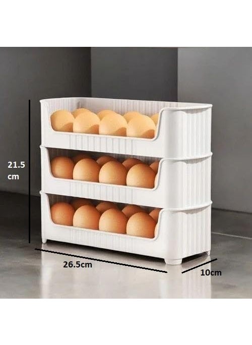 Aspeona Aspeona Set of 3 Egg Storage Container for Refrigerator 3 StackableEgg Organizer Holder for Refrigerator Door Large Capacity Space Saver Egg Tray Holds 30 Eggs Easy to Use  - Image 3