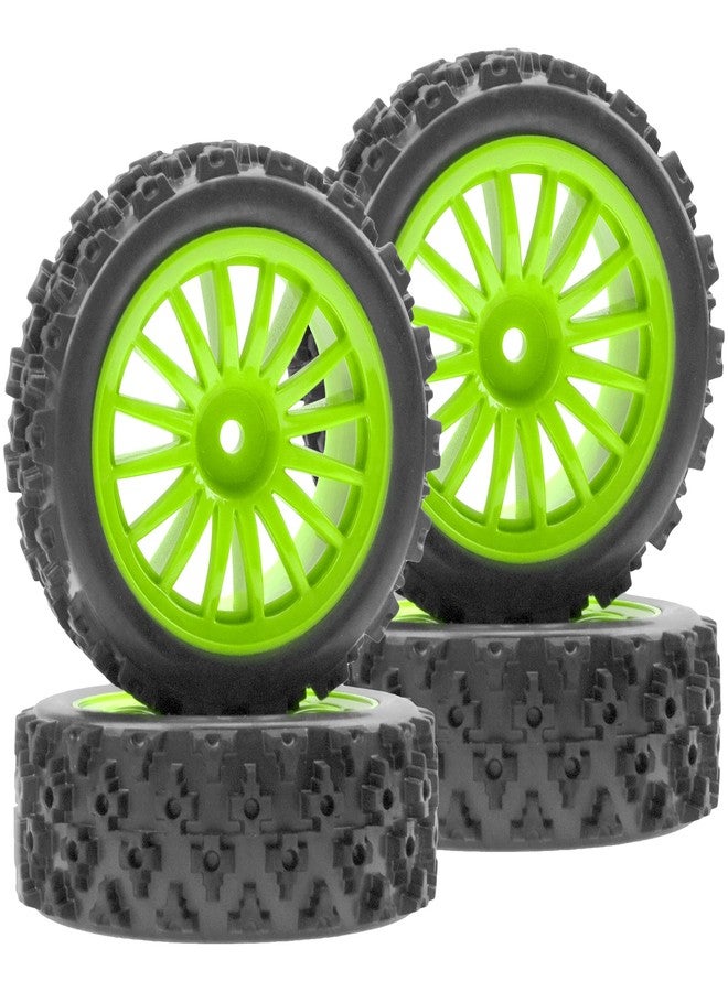 Vgoohobby 4Pack Vgoohobby OD2.83in 1/10 On Road Rubber Tires w/Nylon Wheel Rims 12mm Hex Compatible with HSP HPI Redcat Tamiya Traxxas 1/10 RC On Road Racing Touring Car (Green) - Image 5