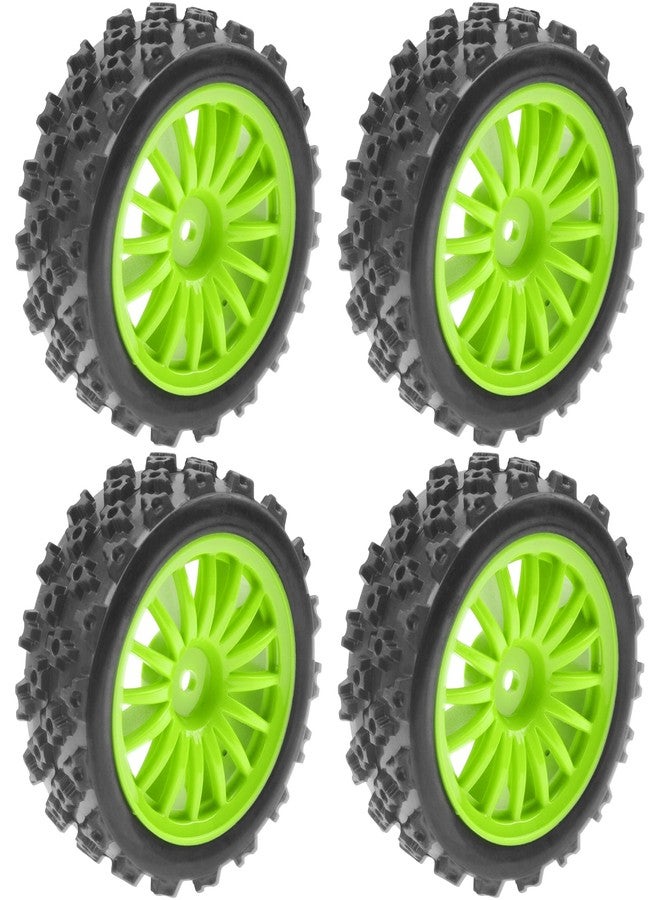 Vgoohobby 4Pack Vgoohobby OD2.83in 1/10 On Road Rubber Tires w/Nylon Wheel Rims 12mm Hex Compatible with HSP HPI Redcat Tamiya Traxxas 1/10 RC On Road Racing Touring Car (Green) - Image 3