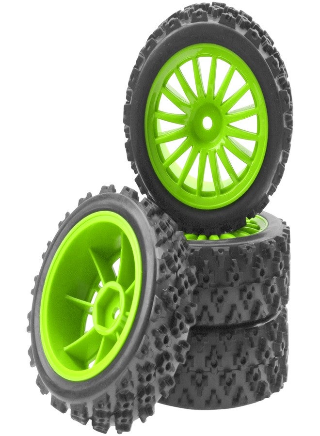 Vgoohobby 4Pack Vgoohobby OD2.83in 1/10 On Road Rubber Tires w/Nylon Wheel Rims 12mm Hex Compatible with HSP HPI Redcat Tamiya Traxxas 1/10 RC On Road Racing Touring Car (Green) - Image 1