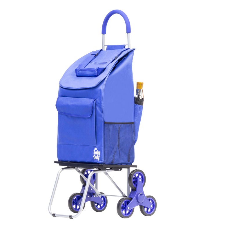 dbest products dbest products Stair Climber Bigger Trolley Dolly Blue Shopping Grocery Foldable Cart Condo Apartment