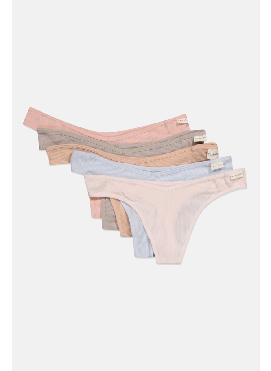 Tahari Women 5 Pack Ribbed Seamless Panty, Light Blue  - Image 2