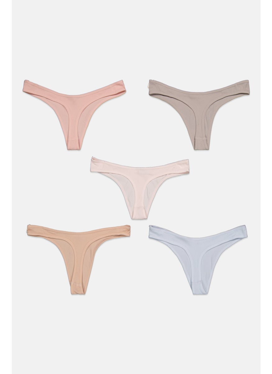 Tahari Women 5 Pack Ribbed Seamless Panty, Light Blue  - Image 3