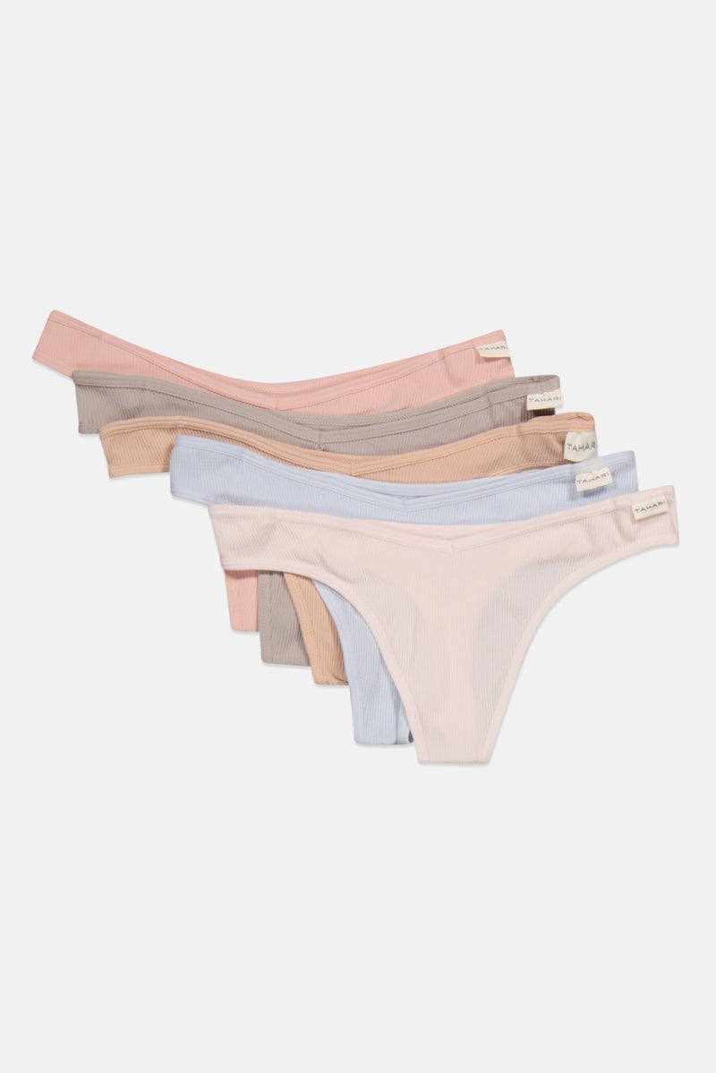 Tahari Women 5 Pack Ribbed Seamless Panty, Light Blue - Image 2