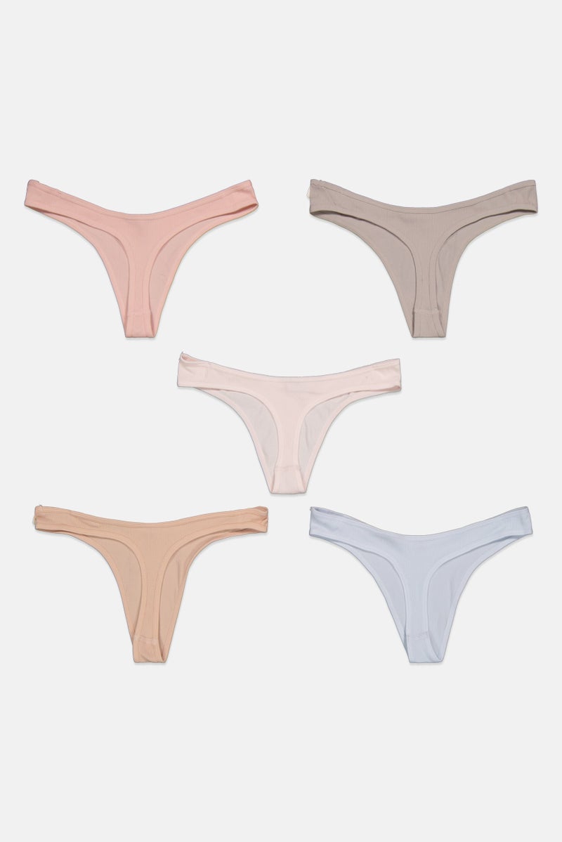 Tahari Women 5 Pack Ribbed Seamless Panty, Light Blue - Image 3