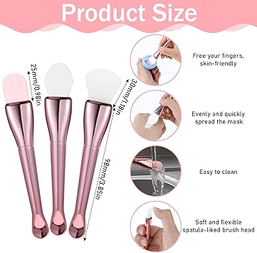 WY LIGHTING LEVEL 3 Pcs Silicone Face Mask Brush Skincare Facial Spa Spatula Beauty Mud Applicator Lotion Cream Brushes for Body Charcoal Mixed Mask Clay Modeling DIY  - Image 3