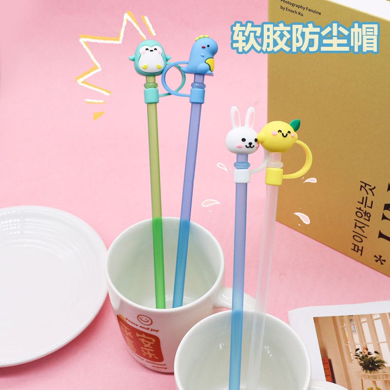 Soft Glue 7 8 10Mm Straw Cap Silicone Cute Cartoon Doll Straw Plug Pvc Stereo Dustproof Straw Cap - Image 5