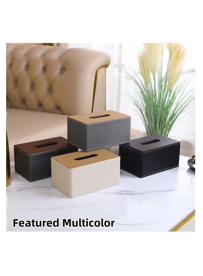 NOVOLAN Tissue Box Cover Box Holder Tissue Dispenser Home Office Leather Tissue Box, Light Luxury Wind Tissue Box Leather Home Living Room Dining Room Desktop Paper Box Coffee Table Tissue Box (Beige) - Image 2