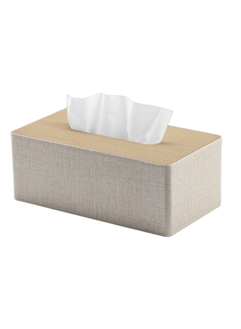 NOVOLAN Tissue Box Cover Box Holder Tissue Dispenser Home Office Leather Tissue Box, Light Luxury Wind Tissue Box Leather Home Living Room Dining Room Desktop Paper Box Coffee Table Tissue Box (Beige) - Image 1