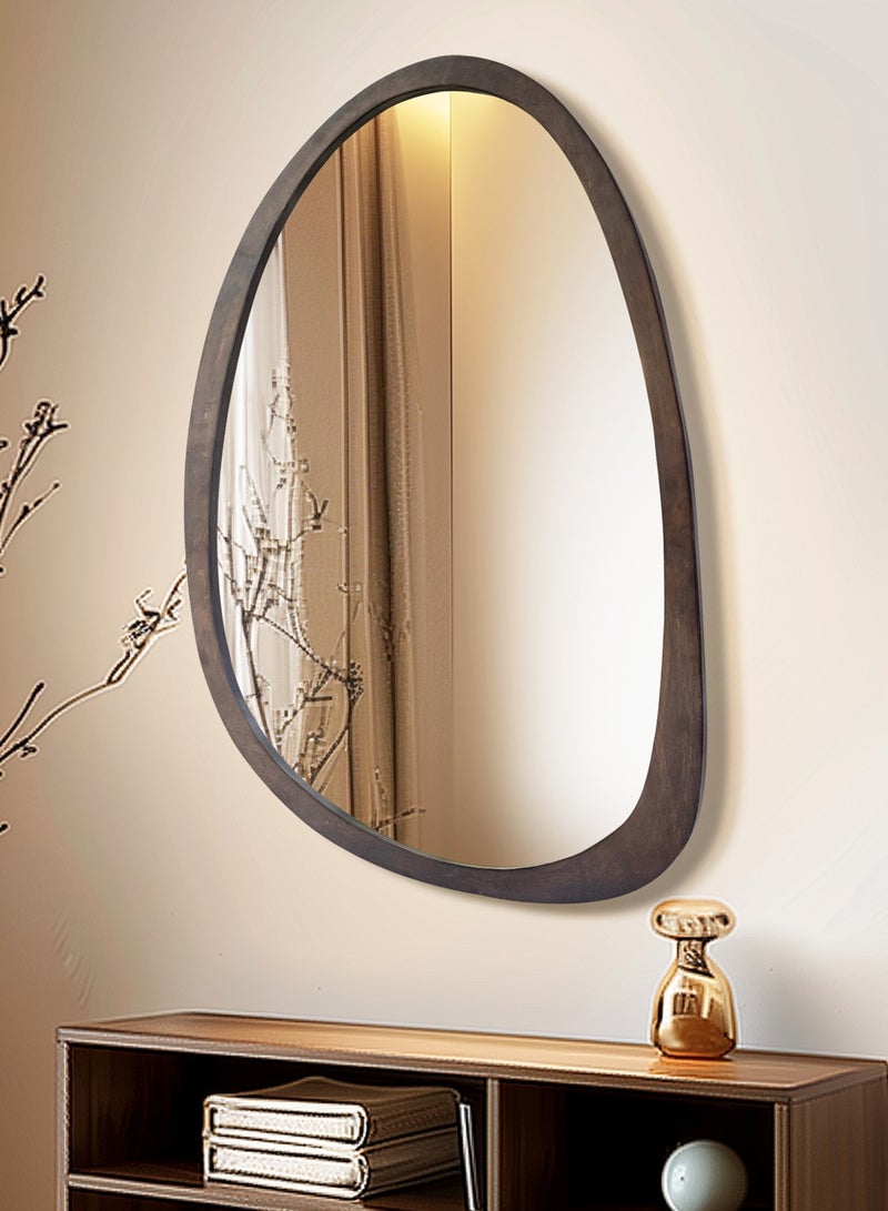 ويسفور مرآة حائط غير متماثلة مقاس 60 × 90 سم، مرآة حائط بيضاوية غير منتظمة بإطار خشبي عصري، شكل فريد، مثبتة على الحائط، مرآة فنية مزخرفة لغرفة المعيشة أو غرفة النوم أو الحمام أو المدخل أو الرواق - Image 1