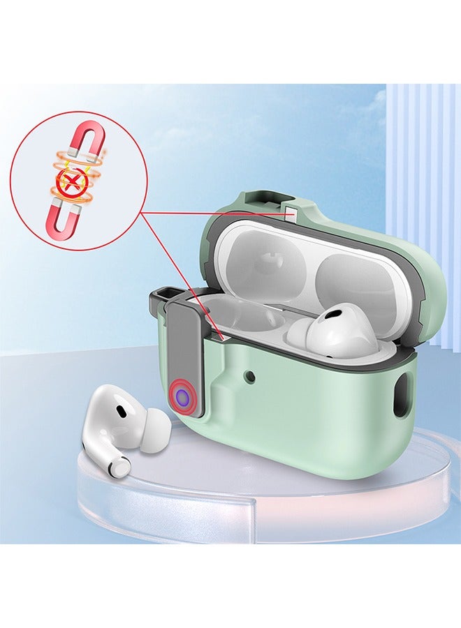 Compatible With AirPods Pro 2 Case With Key Clip, Full Body Rugged Shock And Drop Protection Headphone Cover (Mint Green) - Image 5