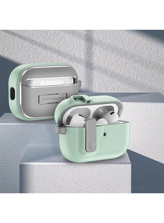 Compatible With AirPods Pro 2 Case With Key Clip, Full Body Rugged Shock And Drop Protection Headphone Cover (Mint Green) - Image 2