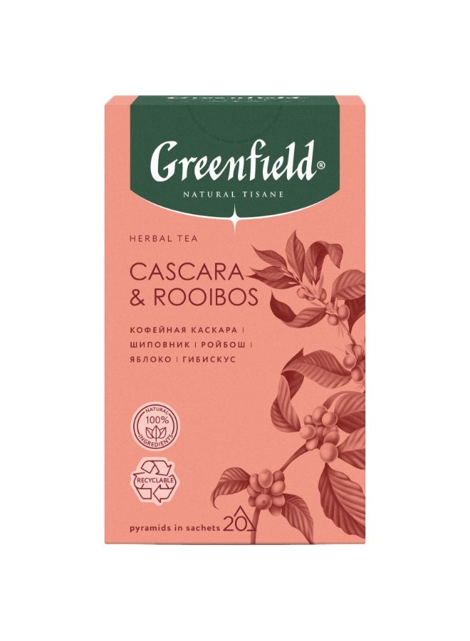 جرين فيلد أكياس شاي الأعشاب الطبيعية من الكاسكارا والرويبوس، 20 كيس شاي، 36 جرام - Image 2