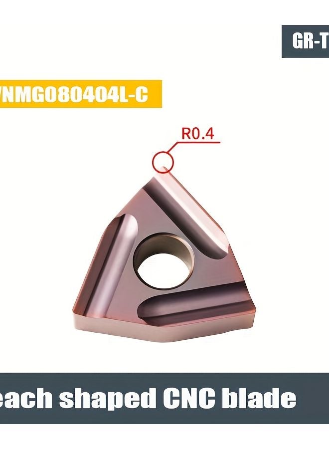 WNMG080404L C Solid Carbide Tipped Steel Blade 10 PCS Peach Shaped CNC Machining Inserts - Image 2