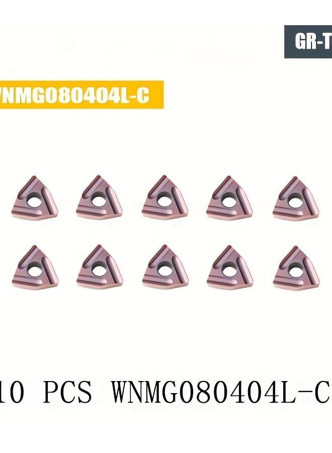 WNMG080404L C Solid Carbide Tipped Steel Blade 10 PCS Peach Shaped CNC Machining Inserts - Image 1