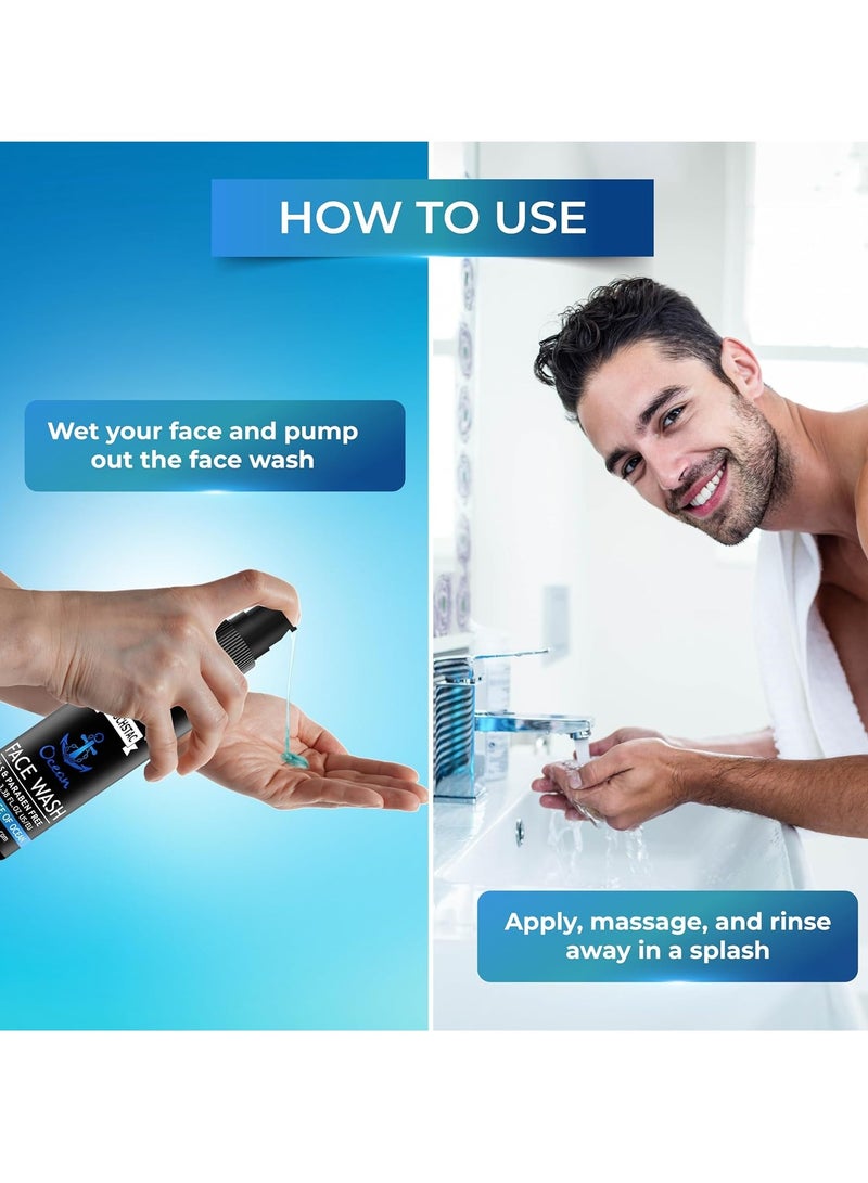 Muuchstac Ocean Face Wash for Men | Fight Acne & Pimples, Brighten Skin, Clears Dirt, Oil Control, Refreshing Feel - Multi-Action Formula (3x100 ml) - Image 3
