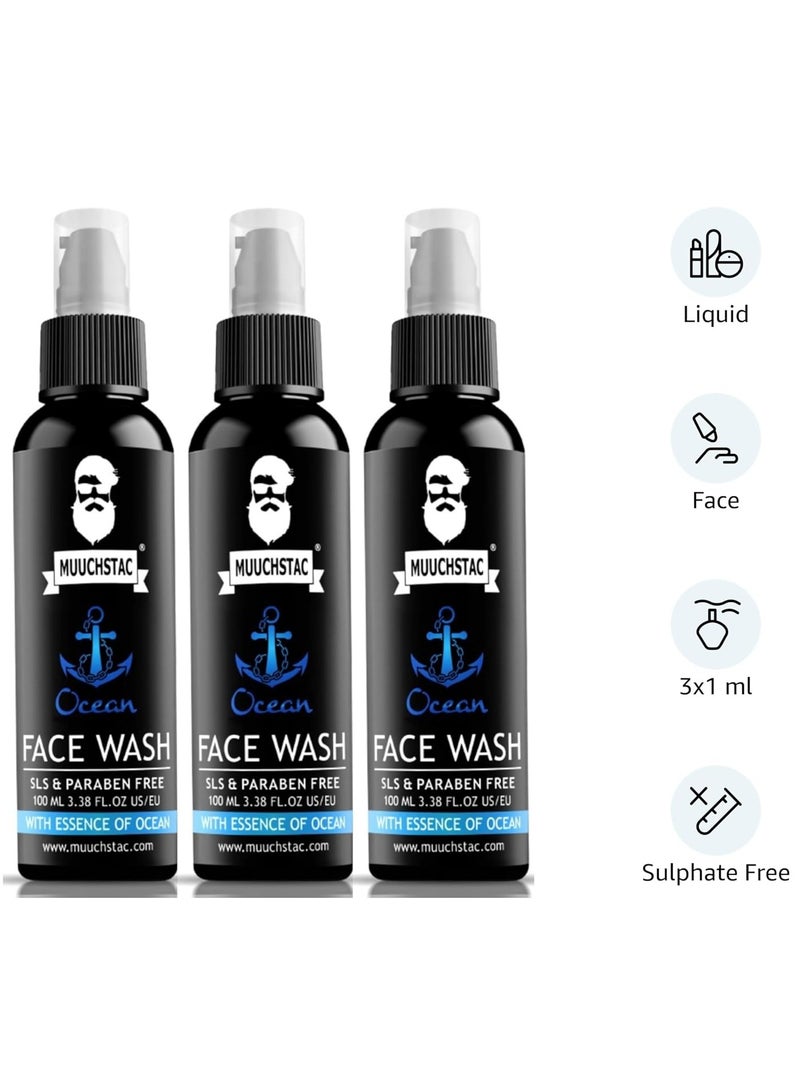 Muuchstac Ocean Face Wash for Men | Fight Acne & Pimples, Brighten Skin, Clears Dirt, Oil Control, Refreshing Feel - Multi-Action Formula (3x100 ml) - Image 4