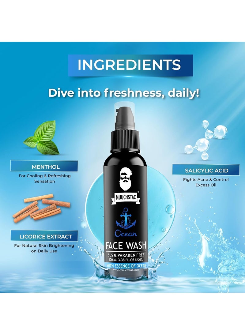 Muuchstac Ocean Face Wash for Men | Fight Acne & Pimples, Brighten Skin, Clears Dirt, Oil Control, Refreshing Feel - Multi-Action Formula (3x100 ml) - Image 5