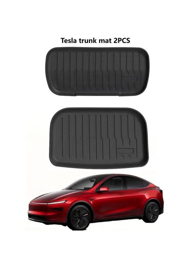 لـ Tesla Y 2025، قطعتان أماميتان وخلفيتان من حصائر التخزين المصنوعة من TPE، متينة، غير قابلة للانزلاق، بطانيات شحن عالية الجودة، سهلة التركيب، ترقية داخلية للمركبة، تصميم أنيق، مادة مقاومة للتآكل، إكسسوارات سيارات. - Image 1
