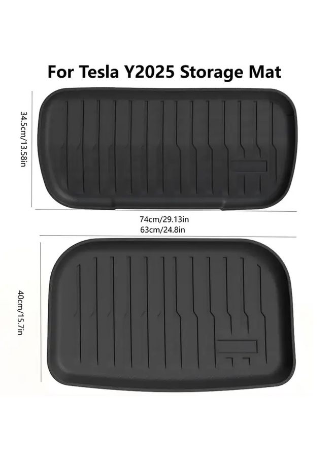 لـ Tesla Y 2025، قطعتان أماميتان وخلفيتان من حصائر التخزين المصنوعة من TPE، متينة، غير قابلة للانزلاق، بطانيات شحن عالية الجودة، سهلة التركيب، ترقية داخلية للمركبة، تصميم أنيق، مادة مقاومة للتآكل، إكسسوارات سيارات. - Image 2