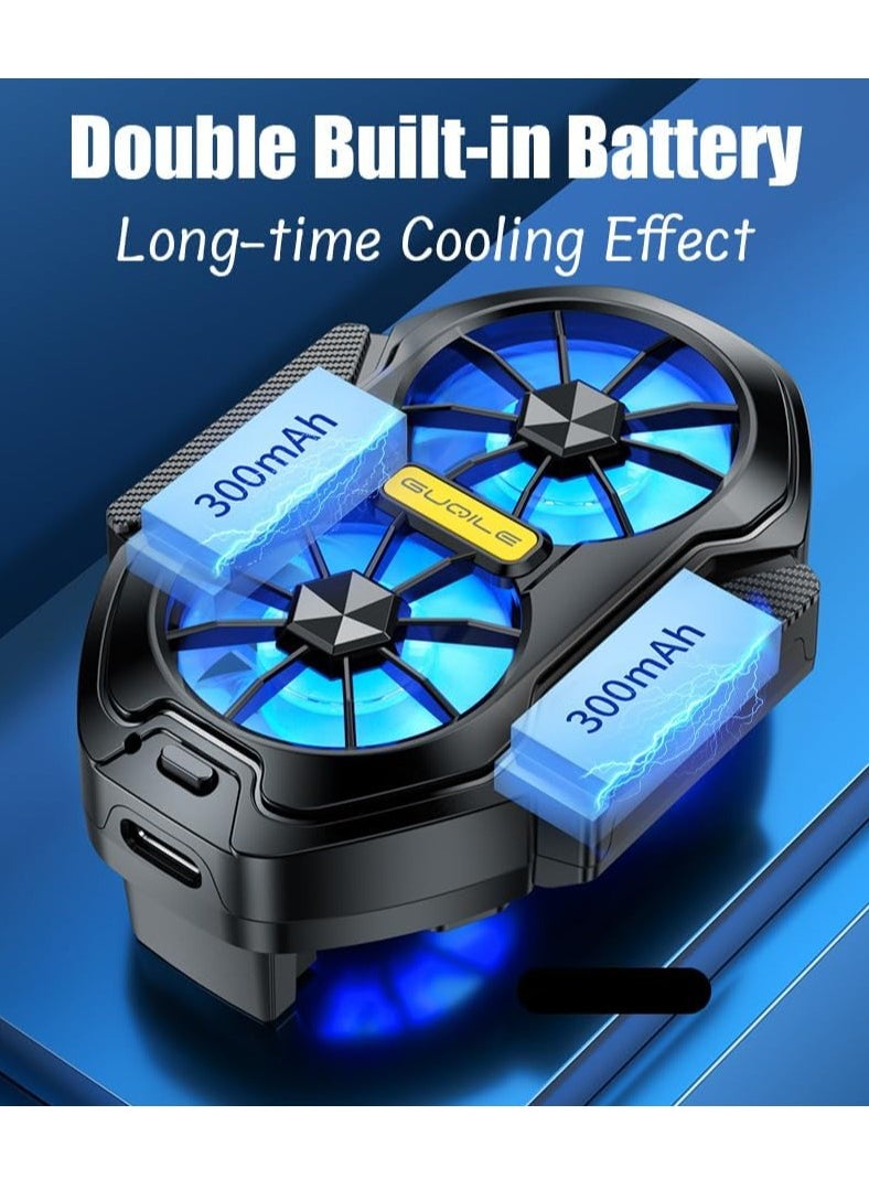 HaHaHai Mobile Phone Cooler with Dual Cooling Fan and Dual Built-in Battery, Cell Phone Dual Cooling Fan for iPhone Android Smartphones, Mobile Phone Radiator Heatsink with LED Backlight  - Image 5
