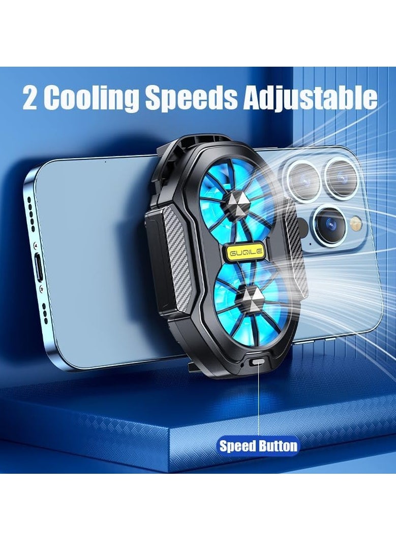 HaHaHai - Mobile Phone Cooler with Dual Cooling Fan and Dual Built-in Battery, Cell Phone Dual Cooling Fan for iPhone Android Smartphones, Mobile Phone Radiator Heatsink with LED Backlight - Image 1