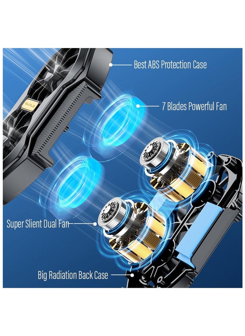 HaHaHai Mobile Phone Cooler with Dual Cooling Fan and Dual Built-in Battery, Cell Phone Dual Cooling Fan for iPhone Android Smartphones, Mobile Phone Radiator Heatsink with LED Backlight  - Image 2