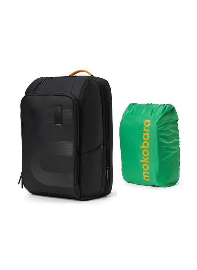 Mokobara MOKOBARA Em Telescope Backpack | 30L Expandable to 38L | Fits 16 inch Laptop | Water-Resistant Vegan Leather & Nylon | Travel, Work & School | Ergonomic Design, Padded Straps (Black)  - Image 1