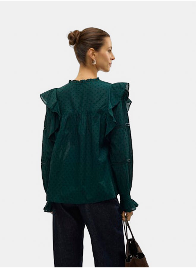 VERO MODA Vmtrine Ls Frill Top Wvn Sb1 Exp  - Image 5