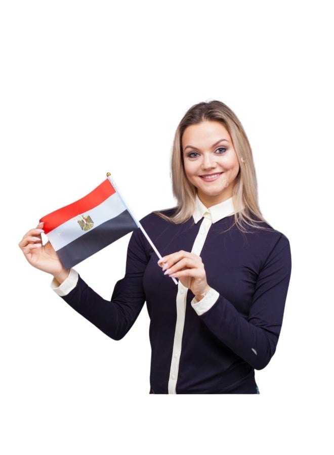 Handheld Egyptian flags for festivals, the World Cup, and National Day events. Double-sided design for parties, celebrations, and decorations. Medium size 32cm x 20cm, 12 pieces. - Image 4