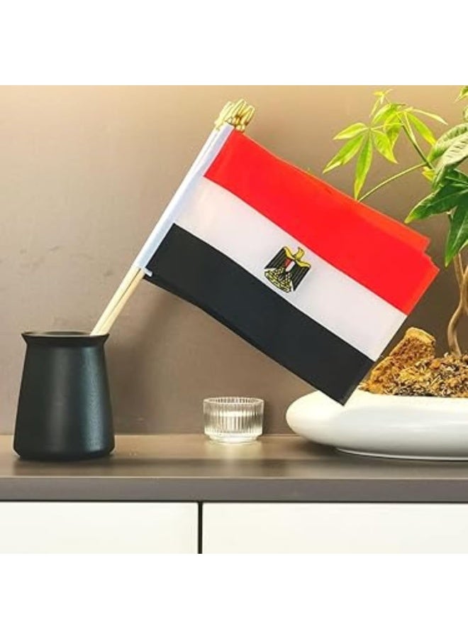 Handheld Egyptian flags for festivals, the World Cup, and National Day events. Double-sided design for parties, celebrations, and decorations. Medium size 32cm x 20cm, 12 pieces. - Image 2