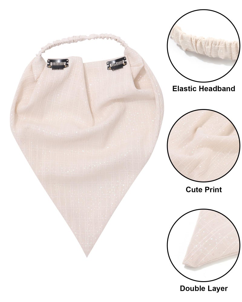 AWAYTR Elastic Hair Scarf Headband 3PCS Head Scarves with Clips Kerchief Hair Bandanas Headband for Women - Image 3