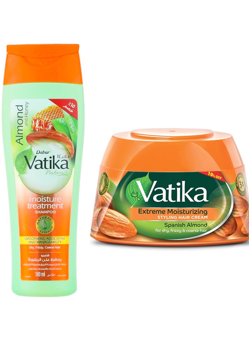 VATIKA Vatika Naturals Strength & Shine Styling Hair Cream Almond +Vatika Naturals Shampoo Almond & Honey 370 Ml 