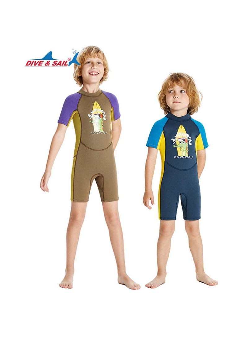 DIVE & SAIL 2Pcs Keep Warm Children Diving Suit Three-layer High Elastic Wetsuit For Boys  Multicolour  - Image 1