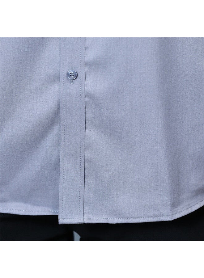 Tucano Men's Spring And Autumn Long-sleeved Shirt Business Casual Solid Color Embroidery Breathable All-match Men's Wear B Gray 5XL - Image 3