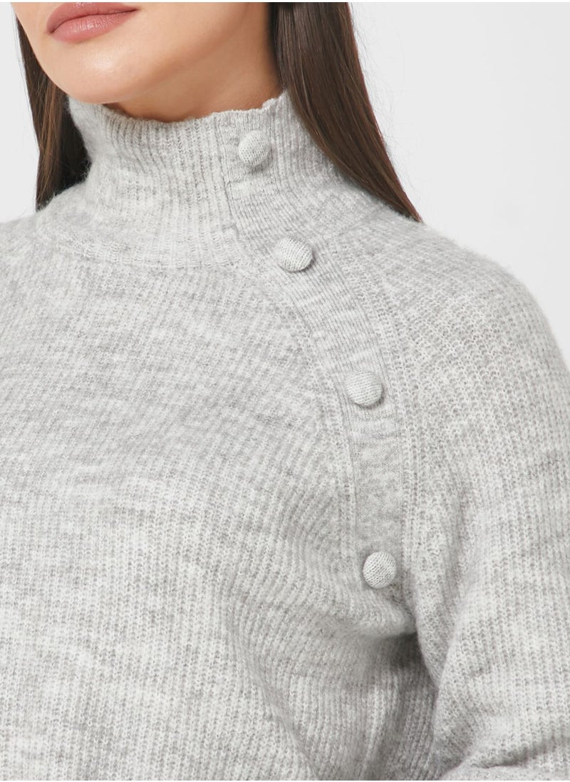 VERO MODA - High Neck Button Detail Sweater - Image 1