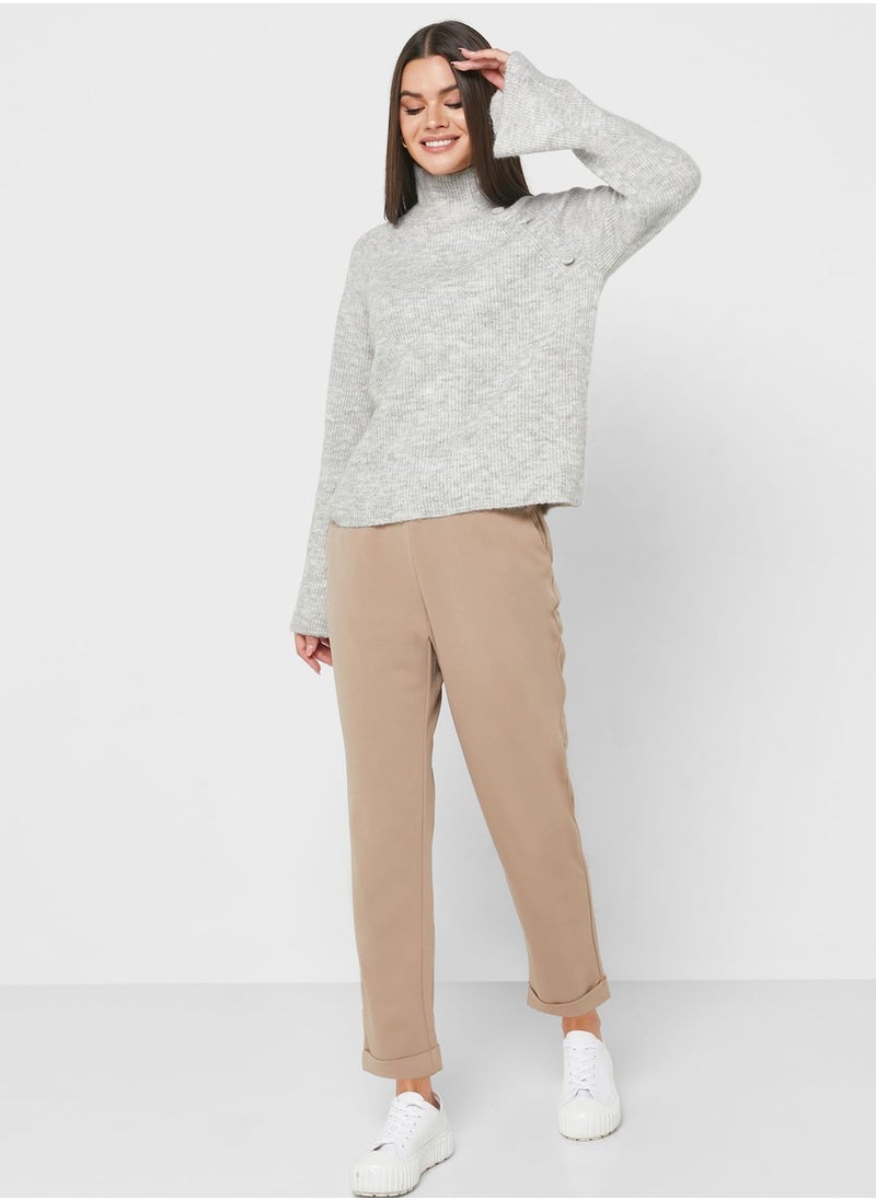 VERO MODA - High Neck Button Detail Sweater - Image 1
