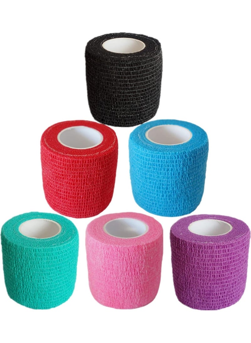 Meetion 6 Pack 2 Inches Cohesive Bandage Self Adhesive Wrap Elastic Self Adherent Vet Wrap Breathable Self Stick Tape for Wrist, Ankle, Sports, Tatoo Wrap(2"/5 Yards, Multi Colors) - Image 1