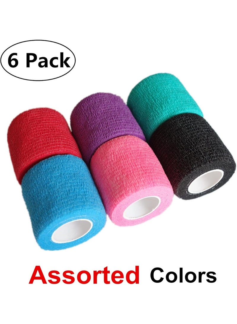 Meetion 6 Pack 2 Inches Cohesive Bandage Self Adhesive Wrap Elastic Self Adherent Vet Wrap Breathable Self Stick Tape for Wrist, Ankle, Sports, Tatoo Wrap(2"/5 Yards, Multi Colors) - Image 3
