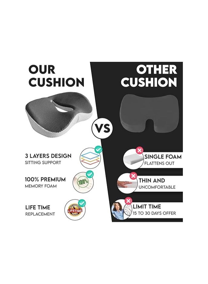 general Seat Cushions for Office Chairs, Memory Foam Car Seat Cushion, Office Chair Cushion, Ergonomic Donut Pillow for Desk, Car and Gaming, Back Pain Relief and Support - Image 5