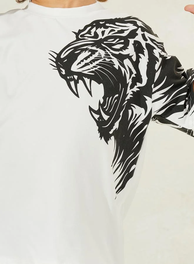 Styli Tiger Graphic Print T-Shirt & Joggers Set