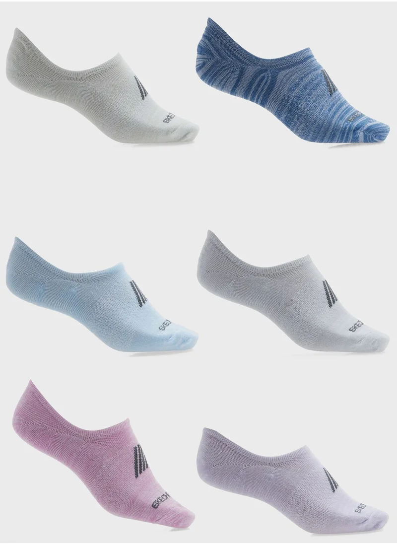 SKECHERS 6 Pack Womens Non Terry No Show  Socks