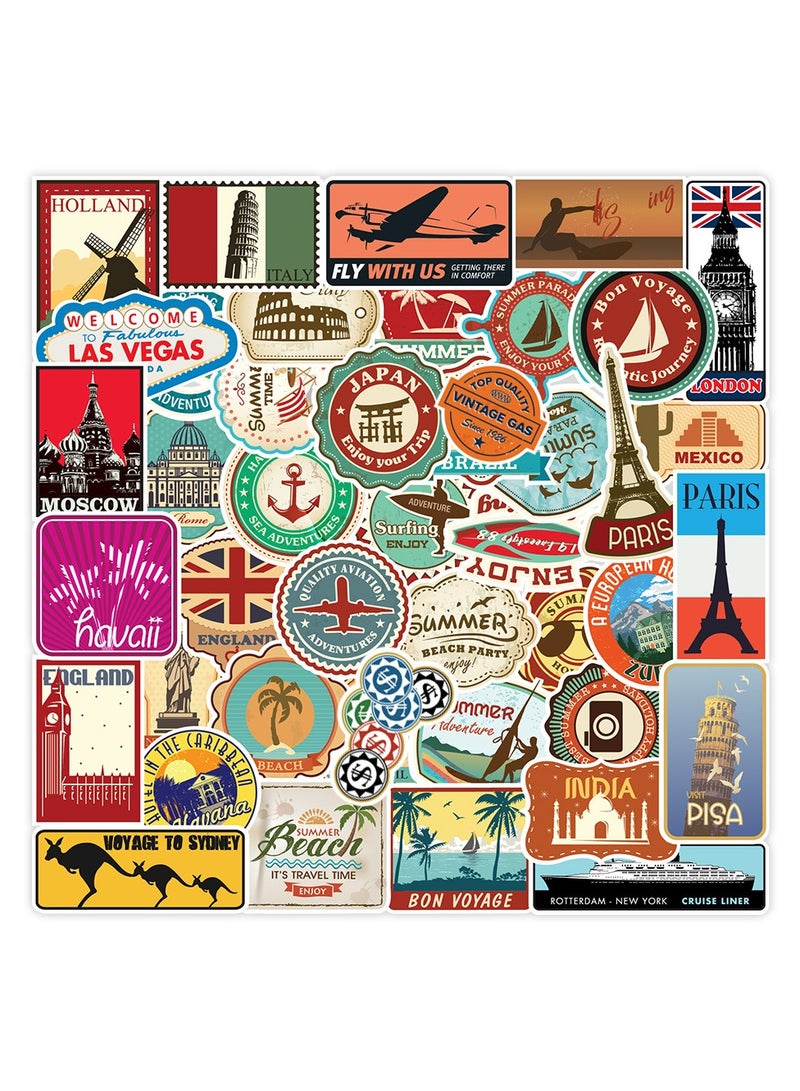 100 Pcs Waterproof Stickers Travel the World Vinyl Aesthetic Sticker Laptop Skateboard Luggage Computer Water Bottle Graffiti Sticker Packs - Image 1