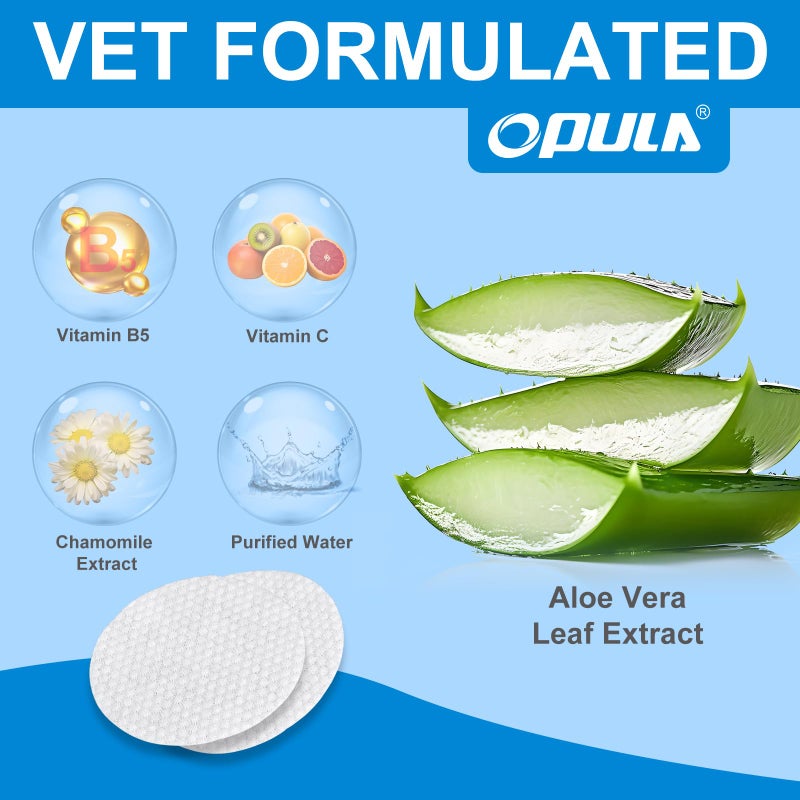 Opula 300Pcs Dog Eye Wipes Biodegradable, Hypoallergenic Cat Dog Eye Cleaner, Pet Tear Stain Remover Wipes | Wrinkle, Face, Eye Cleaner Pads to Gently Remove Discharge, Crust | Unscented Pet Tear Wipe - Image 3